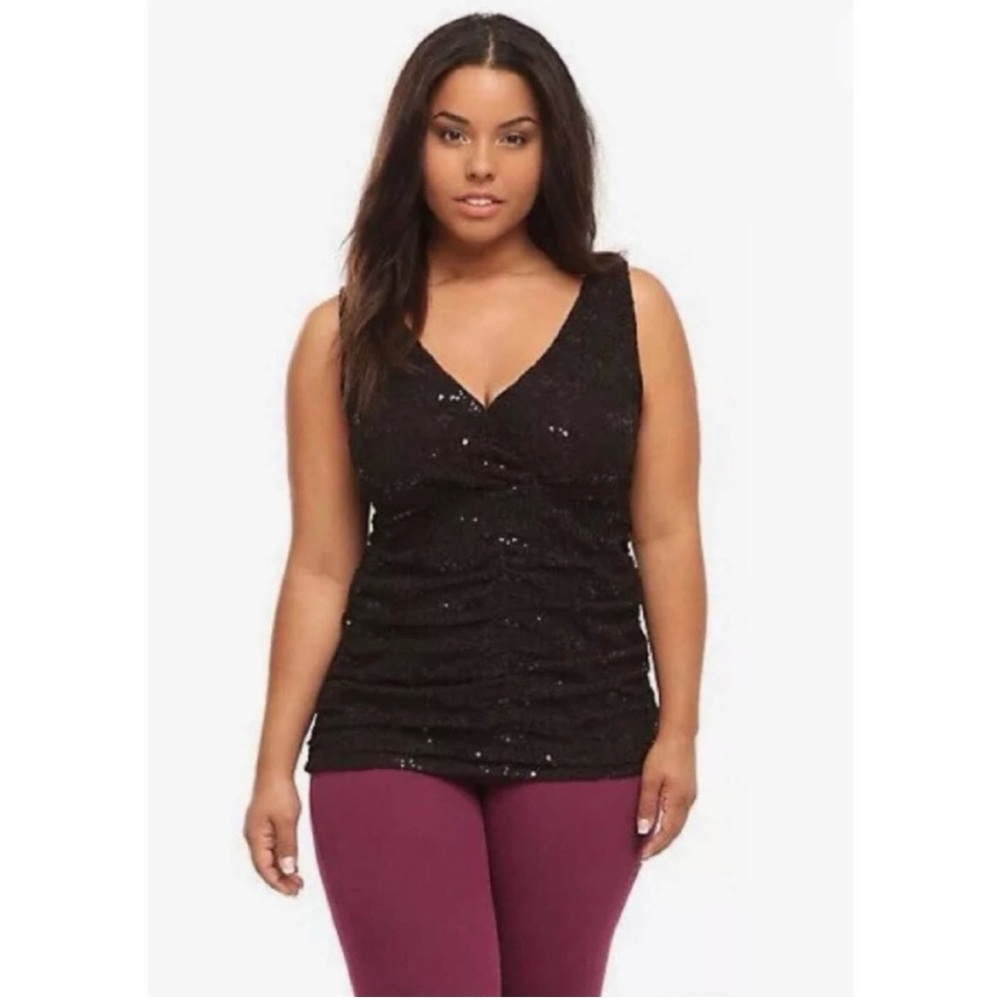 Torrid lace and sequin sleeveless top